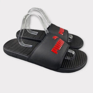 𝅺PUMA COOL Cat Slides Men's 12‎ Sandal Black Logo Slip-on